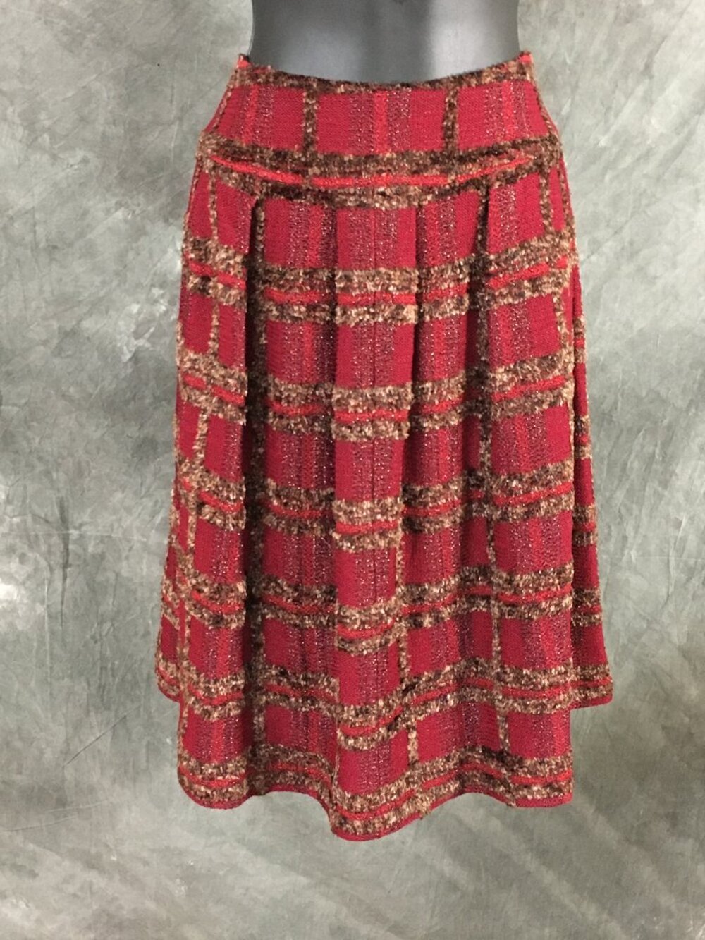 NWT NEW st john collection knit red wine multi fringe jacket skirt suit size 6 - Picture 7 of 8